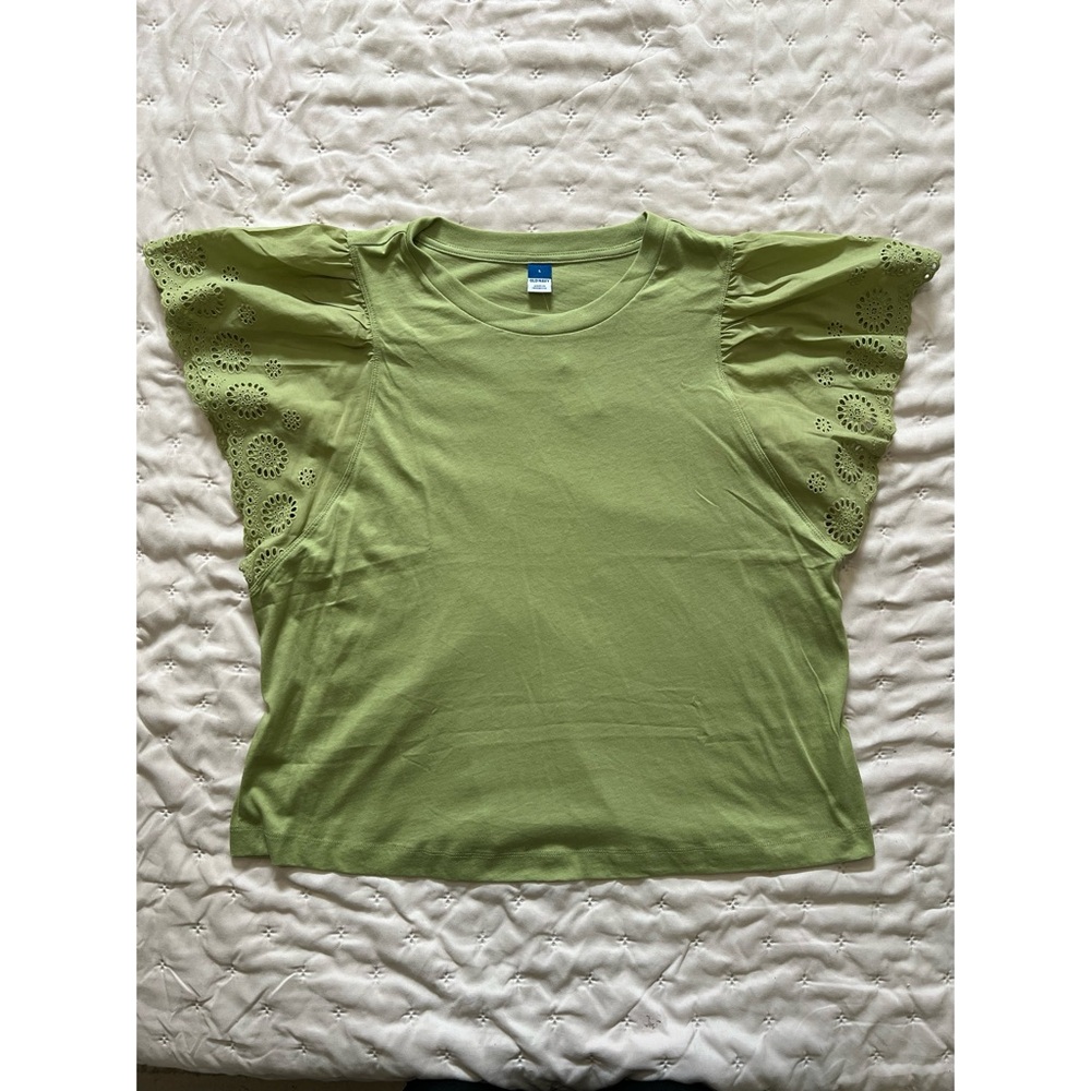 Old Navy Cutwork-Sleeve Mixed Fabric Top - L - NWT!